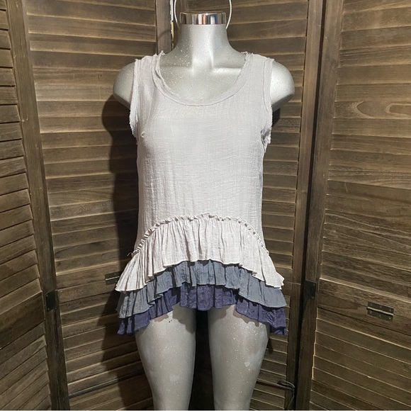 Altar’d State Tiered Layered Ruffle Tank Top Blouse Sz Medium Casual Cottagecore - Picture 1 of 8